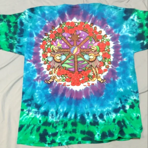 Grateful Dead "the wheel" tie dye w/print,vintage /new/never worn,XL - Picture 3 of 6